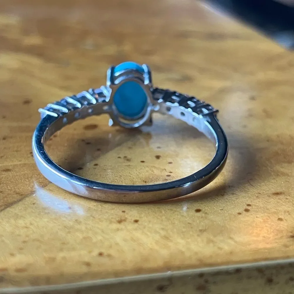 Sleeping Beauty Turquoise Tanzanite Sterling Silver Ring Size 9.75